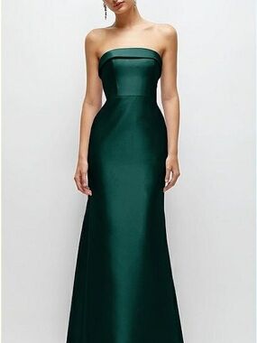 DESSY DRESS HUNTER GREEN SATIN TRUMPET GOWN